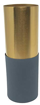 LaLe Living Vase ELYA in Rauchblau & Gold H28 cm x Ø10 cm, große Blumenvase aus Eisen zwiefarbig