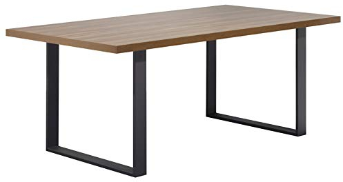 i-flair Esszimmertisch Macon 160x90 cm Kufentisch Holztisch Esstisch Kufengestell Tisch mit Tischplatte und Kufen - Nussbaum + Schwarz