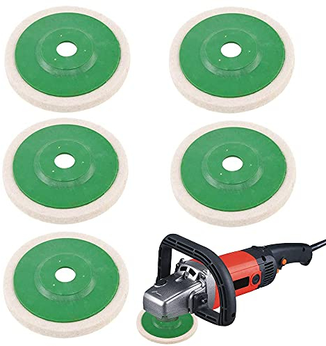 5 Pieces 95mm Felt Polishing Wheel Buffing Angle Grinder Wheel Buffing Pads Wool Wheel for Glass Furniture Ceramics Marble and Ather Non-Metals