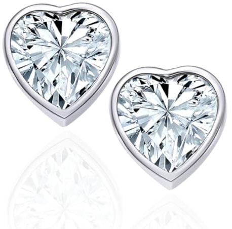 Herz Ohrringe Silber 925 Damen festliche Herz-Ohrstecker kleine elegante Herzohrringe Ich liebe Dich Geschenk für Frau Ehefrau Freundin Geschenkidee zum Geburtstag Jahrestag Hochzeitstag Weihnachten
