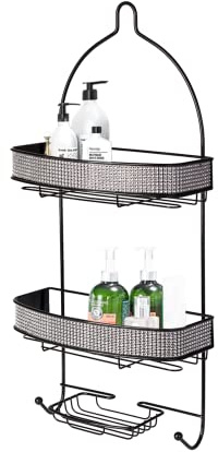 Blue Canyon 2 Tier Hanging Shower Caddy With Hooks & Soap Dish, No Drill Bathroom Shelf, Non-Rusting Storage Shelves, Shower Accessory for Bathroom Organisation Shelf Shower Basket Organizer, Diamante