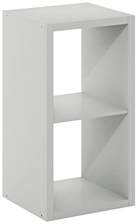 Furinno Cubicle Open Back Decorative Cube Storage Organizer, 2-Cube, Light Grey