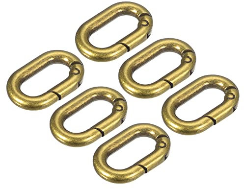 sourcing map Spring Oval Ring, 6Pcs 0.83 Inch Round Spring Snap Clip Trigger Spring Keyring Buckle for Bags Purses Keychain, Brass