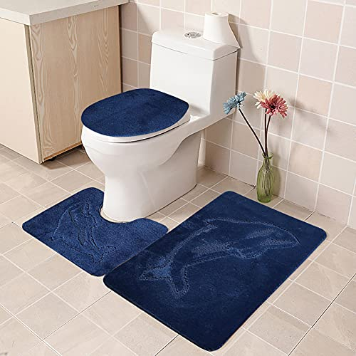 Dantazz Badematten Set 3 Teilig Badteppiche Stand WC Toilettensitz Dreiteiliges WC Garnitur Teppich, Weich Badezimmerteppich rutschfeste Waschbar Badvorleger WC Vorleger Set