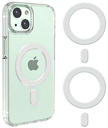 AYWFEY 2 Pcs Universal Magnetic Ring, MagSafe Sticker Compatible with MagSafe Accessory, Support Wireless Charging, Magnetic Conversion Kit for iPhone 16/15/14/13 Pro Max Mini, Galaxy S24/S23, White
