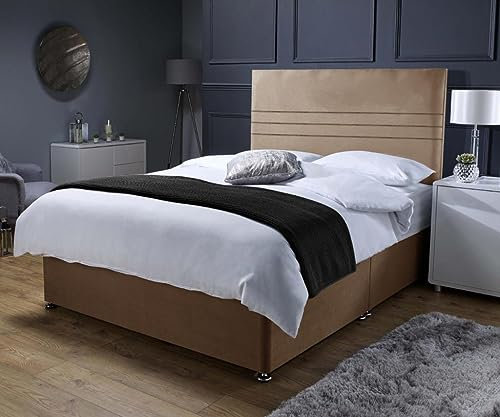 Fireplaces 4 Life Ascot Divan Bed Set + 10 Memory Mattress + 24 Matching Headboard *Storage Available (Mink, No Drawers, 3ft Single)
