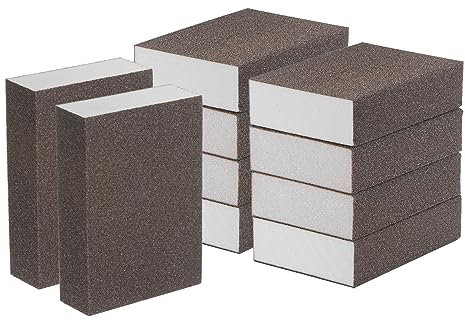 sourcing map 10pcs Fine Sanding Sponge Blocks 240-320 Grit Foam Sanding Block for Polishing Kitchen Metal Wood Drywall, 100x70x25mm