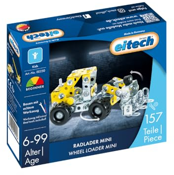 Eitech 00250 Metallbaukasten - Radlader Mini, Modellbau für Kinder ab 6 Jahren, Radlader Spielzeug, Baustellenfahrzeug, Baustellenfahrzeuge Metall, Spielzeug Baustelle