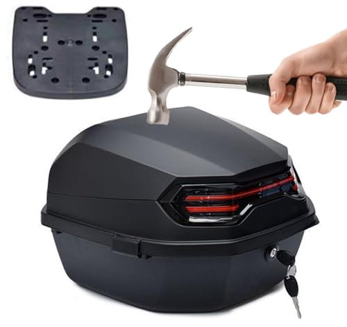 JEDAL Motorrad Top Box PP Kunststoff motorradkoffer Wasserdicht Motorrad topcase Rollerkoffer Helmkoffer, für Roller Motorroller Moped (Farbe : Matte Black)