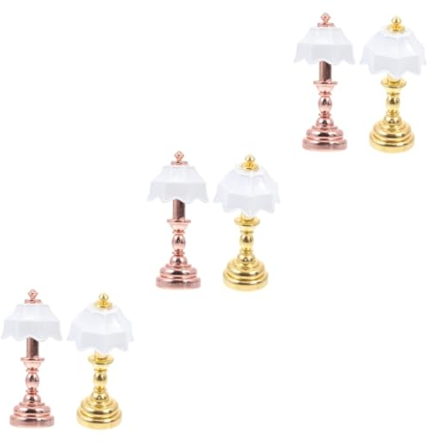 ORFOFE 6 STK Puppenstuben-Tischlampe Mini-Lampenverzierung Puppenhaus-Stehlampen dekoratives Mini-Licht LED-Stehlampe Miniatur-Wandlampe Mini-Hausmöbel Mini zartes Nachttischlicht Eisen