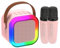 Mini portátil micrófono inalámbrico Karaoke Bluetooth con 2 micrófono, con cambio de voz mágica y luz LED calidad de sonido HiFi (rosa)