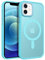 DUEDUE Cover Magnetica per iPhone 12 Mini 5.4[Compatibile con MagSafe], Custodia Opaca per iPhone 12 Mini Case con Pulsante metallico Ultra-Sottile TPU Silicone Anti-Scivolo, Lago Blu
