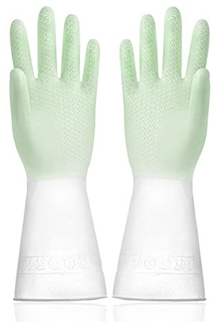 ERVDKXCOI Household Gloves Washing Waterproof Plastic Rubber Kitchen dish washing gloves household dishwashing gloves for washing clothes for dishes supplies(Grün,M)