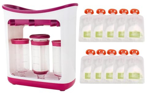 Station À Presser Pour Bébé,Machine À Compote Avec Sacs Réutilisables | Station De Compression Aliments Bébé,Gourde Compote Bébé Réutilisable Pour Purées Maison Et Jus De Fruits Frais