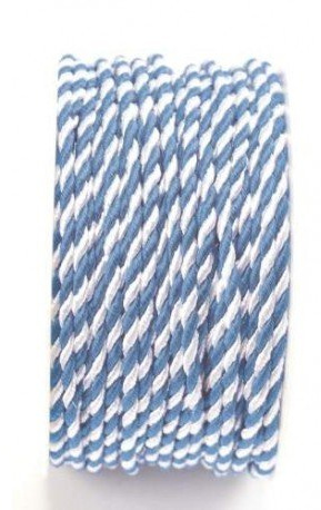 Kordel - 3 mm x 25 m, weiß/blau