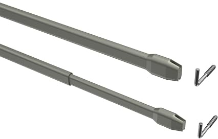 INTERDECO Vitragestangen ausziehbar, Scheibenstangen mit Schraubhaken aus Metall und Kunststoff, Silber-Grau, für Scheibengardinen und Kurzgardinen, Typ 2011011, 2 Stück, 40-60 cm