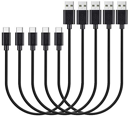MaGeek (Paquete de 5) 0,3 metros Corto Cables USB Tipo C (USB-C) a USB 2.0 para Samsung Galaxy S8, S8+, Nexus 6P, LG G6, nuevo MacBook, Google Pixel XL, OnePlus2 y más (Negro)