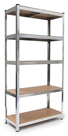 Relaxdays Scaffali in Metallo, Scaffalatura per Garage, HxLxP 180x90x40 cm, Carichi Pesanti 875 kg, Componibile, Argento, Acciaio