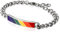 Flongo Partner Armband, Edelstahl Armband Armreifen Armkette Silber Mehrfarbig Regenbogen Streifen Gay Pride Schwul Homosexual Homosexuell Panzerkette Kette Partnerarmbänder Damen