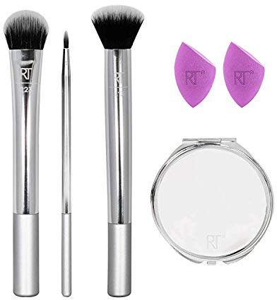 Real Techniques Poppin Perfection and Sponge Make-Up Brush Set with Compact Mirror, 4087