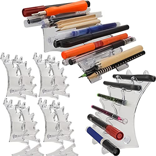 Oruuum Lot de 4 présentoirs à stylos en plastique transparent pour pinceaux de maquillage