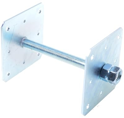 Aqbau® Pfostenträger Stützenfuss höhenverstellbar 160 x 160 x 250 mm Pfostenträger verstellbar Pfostenträger Bodenfuß Betonfuß Zum Aufschrauben Pfostenanker Verzinkt