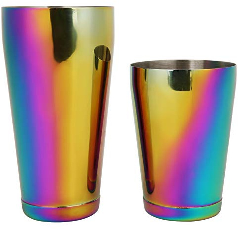 Cocktail Shaker, Boston Shaker Cocktail Set Regenbogen, Stilvolle Bunte Edelstahl Boston Cocktail Shaker Mischen Schüttelwerkzeug Zubehör für Milk Tea Shop, Coffee Shop, Bar