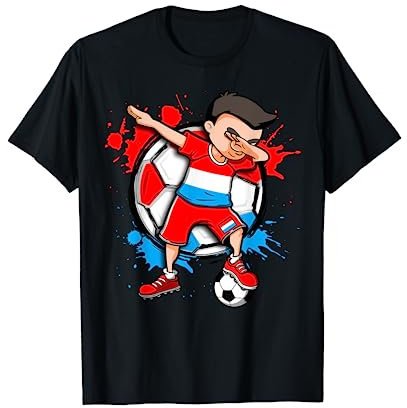 Lustiger Dabbing Jungen Luxemburg Fußball Mannschaft Flagge T-Shirt
