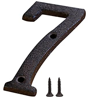 Zayookey Hausnummern aus Gusseisen mit Schrauben, Metall Nummer, House Numbers für Haus Tür Straße Briefkasten (Tür Nummer 7)