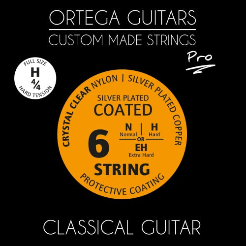 Ortega Guitars Custom Made Strings - Pro - 4/4 Konzertgitarre - Crystal Nylon beschichtet (NYP44H)