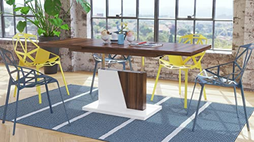 Mazzoni Grand Noir Couchtisch ausziehbar höhenverstellbar 120/180cm in Nussbaum/Weiß matt modern vielseitig Wohnzimmertisch Esstisch Beistelltisch Sofatisch platzsparend hochwertig Wohnzimmer