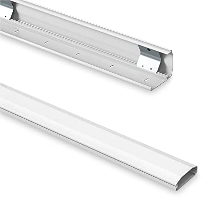 PureMounts® Goulotte de câbles en aluminium avec 1x 40cm de ruban adhésif 3M en accessoire, 0,50m, blanc
