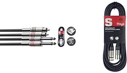 Stagg 6m 2 x Phono/RCA - 2 x 1/4 Jack Twin Cable Lead STC6PCM & SMC6 6 metre standard microphone cable