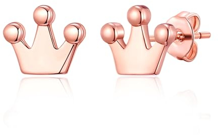 Rose vergoldete Kronen-Ohrstecker