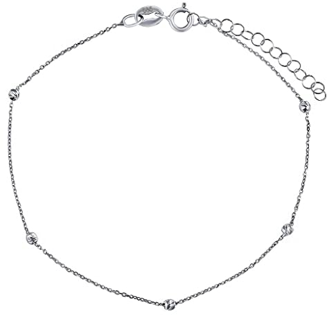SILVEGO - AWFZD020BGW1 - Damen Armband aus 14 Karat 585 Weißgold Kugelkette 0,8 mm