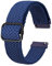 BISONSTRAP Nylon Uhrenarmband 22mm, Verstellbare Geflochtene Uhrenarmbänder für Herren und Damen, Blau/Schwarzer Schnalle