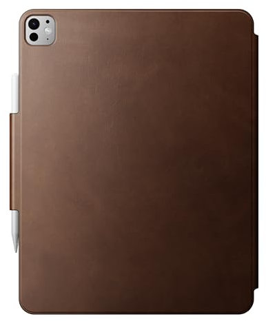 Nomad Modern Leather Folio | für iPad Pro | Robuste Echtlederhülle mit Rahmen aus Glasfaser | passend für iPad Pro 13 M4 (2024) | Brown
