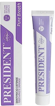 President DENTIFRICIO DEFENSE Antiplacca, Antibatterico e Antialitosi. Ideale per chi ha problemi di alito cattivo o come mantenimento dopo il trattamento d’urto alla Clorexidina. RDA 30-50 ml