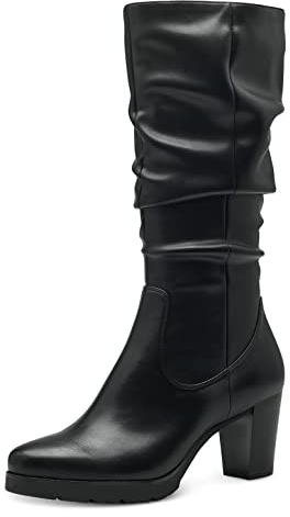 Tamaris Damen Klassische Stiefel, Frauen Stiefel,TOUCHit-Fußbett,lederstiefel,langschaftstiefel,reißverschluss,Boots,Black,40 EU