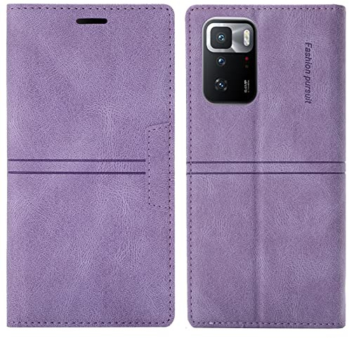 OKZone Kompatibel mit Xiaomi Mi 10T / Mi 10T Pro Hülle, Handyhülle Wallet PU Leder Kartenfach Magnet Klappbar Schutzhülle Handytasche Ständer Flip Case Cover Stoßfest Klapphülle Etui (Lila)