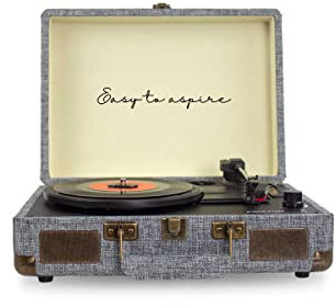PRIXTON VC400 - Tocadiscos de Vinilo Vintage, Reproductor de Vinilo y Reproductor de Musica Mediante Bluetooth y USB, 2 Altavoces Incorporados, Diseño de Maleta (Reacondicionado) (Gris)