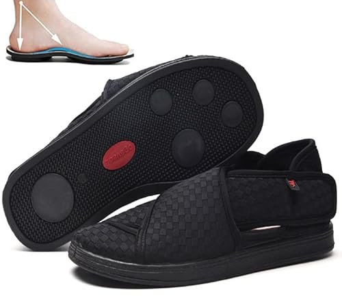 APLUSZ Femme Chaussons Diabétiques Chaussure Réglable Orthopédique Sandales Bout Ouvert Large Chausson Fermeture Scratch pour Personne Âgée Pieds Gonflés Arthrite Oedème Swollen Pantoufle (Color : BL