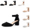 Hitmars Block Heel Sandals for Low Mid Heel Sandals Court Shoes Strappy Closed Toe Ladies Sandals Bridal Wedding Glitter Comfortable Sandals N-Black(Suede) Size 6.5 UK/40 EU (9150NSBK/40-Reu)