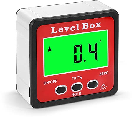 Inclinometro Digitale, Professionale Goniometro Digitale con Base Magnetica e Retroilluminazione LCD, Calcolo per Carpenteria, Costruzione, Muratura, Automobili
