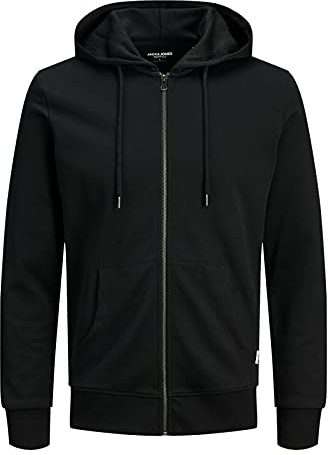 JACK & JONES Herren JJEBASIC Sweat Zip Hood, Black, XL