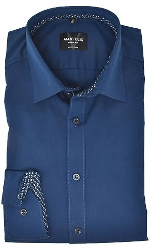 Marvelis Body Fit Hemd Langarm New Kent Navy Größe 42