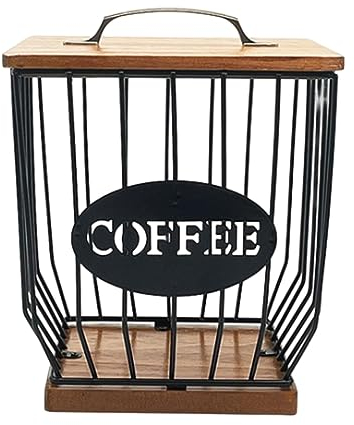Sharplace Coffee Pod Holder, Coffee Pod Basket Organizer Cup with Lid ,Metal Coffee Capsule Cages, Large Capacity Storage Cup for Cafe Hotel Pod , B