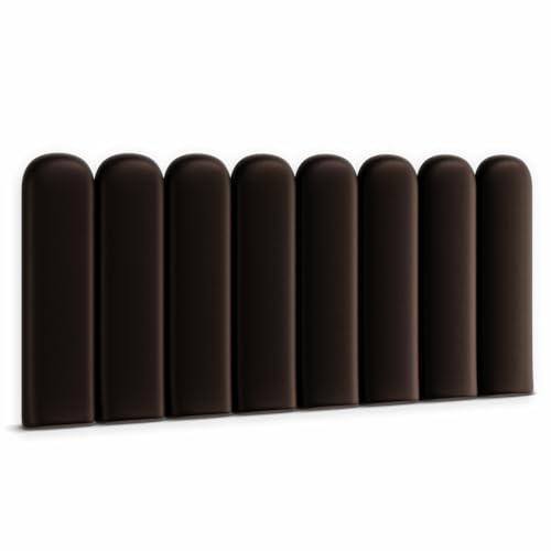Muralo Wandkissen Gepolstert, Kunstleder, Wandpolster - 20x100 cm, Braun | Wandpaneel, ideal als Bettkopfteil oder Lendenkissen - für Schlafzimmer und Wohnzimmer, einfache Anbringung mit Montagekleber
