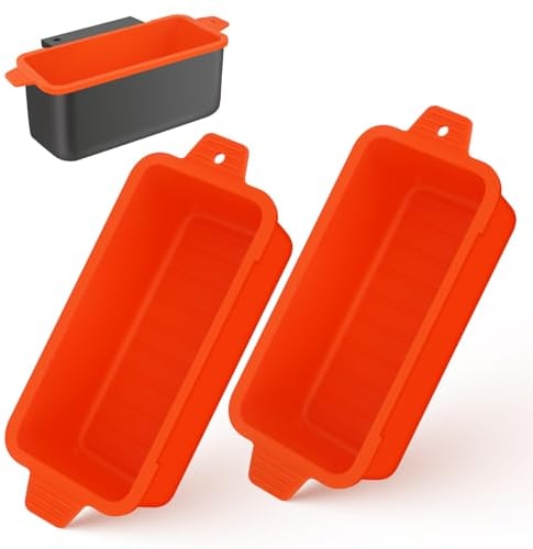 2 PCS Silicone Grease Cup Liners for Blackstone 36 28 22 17 Inch Griddle,Reusable Grease Catcher Cup Liner Grill Grease Tray,Durable Drip Pans Blackstone Griddle Accessories,Orange