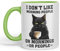 Vixar I Don't Like Mornings People cat Cats Sarcastic Joke Ceramic Coloured Mug Cup for Tea Coffee Hot Brew 330ml 11Oz (L Green)